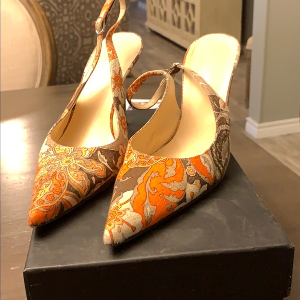 Multi floral sling back shoes